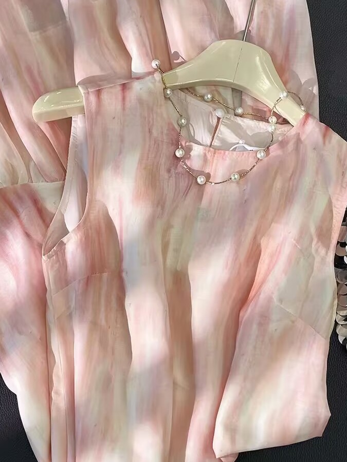 Women Fashion Over The Years - Romantic Pink Vacation Dress Sleeveless Long
