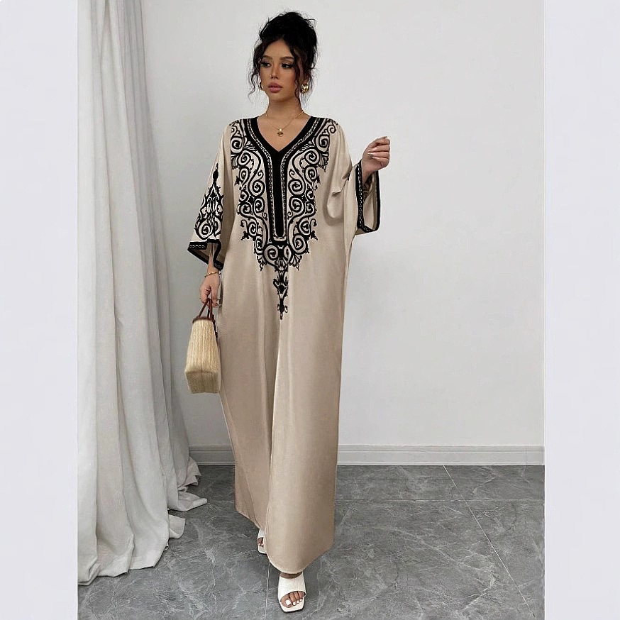 Maxi Dress Boho - V Neck Floral Print Maxi Dress