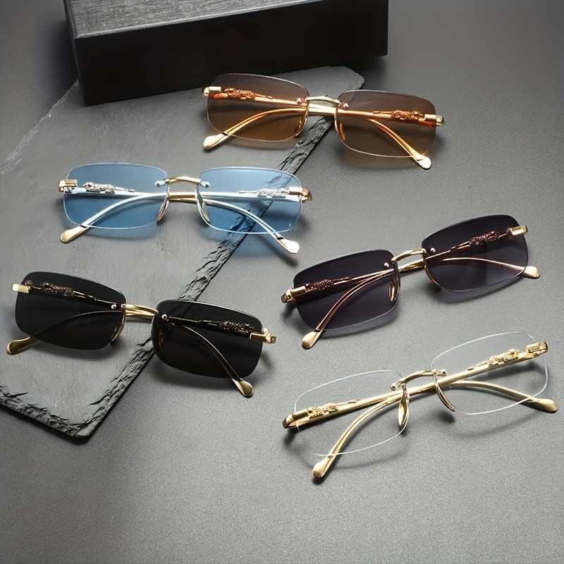Women Fashion Glasses - Fashion Rimless Metal Sunglasses Men Women