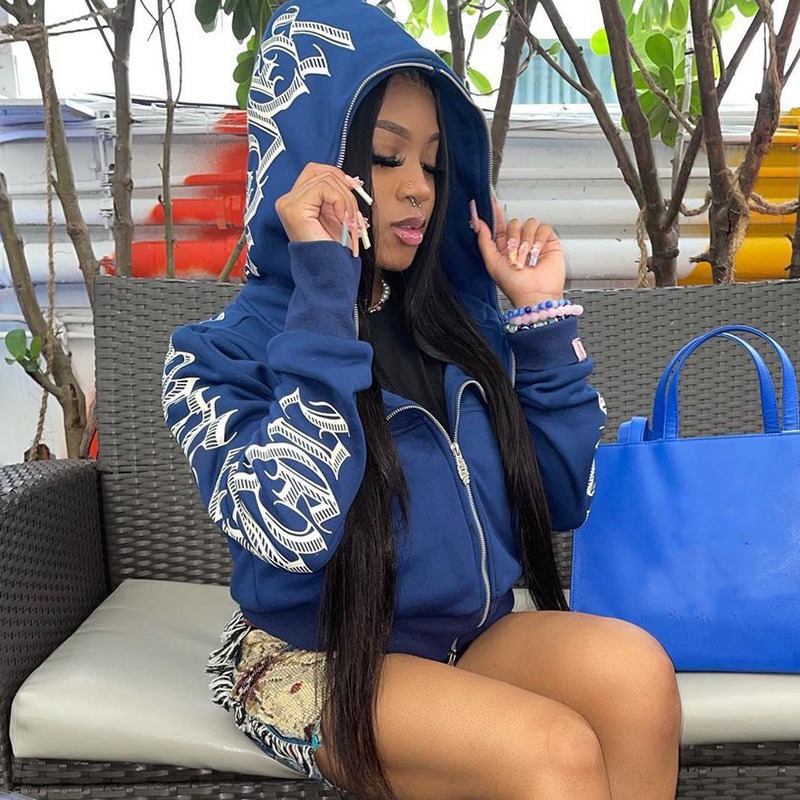 Women Crop Zip Hoodie Y2K Goth - đánh giá và giá Women'S Fashion Zip Hoodie