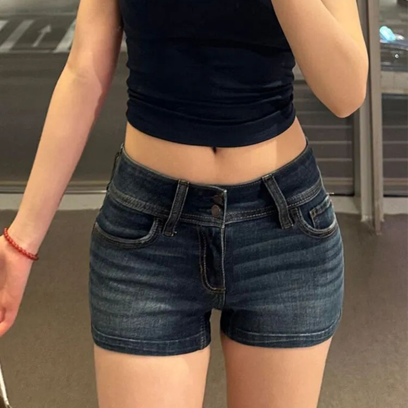 Women Deep Blue Retro Y2K Jean - đánh giá và giá Denim Shorts Women