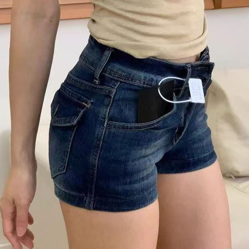 Women Deep Blue Retro Y2K Jean - đánh giá và giá Denim Shorts Women