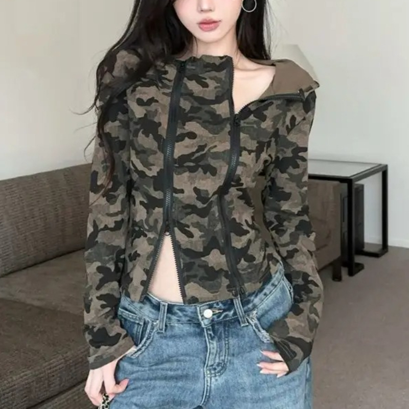 Women Camo Zip-up Hoodie Cropp - đánh giá và giá Women'S Fashion Zip Hoodie