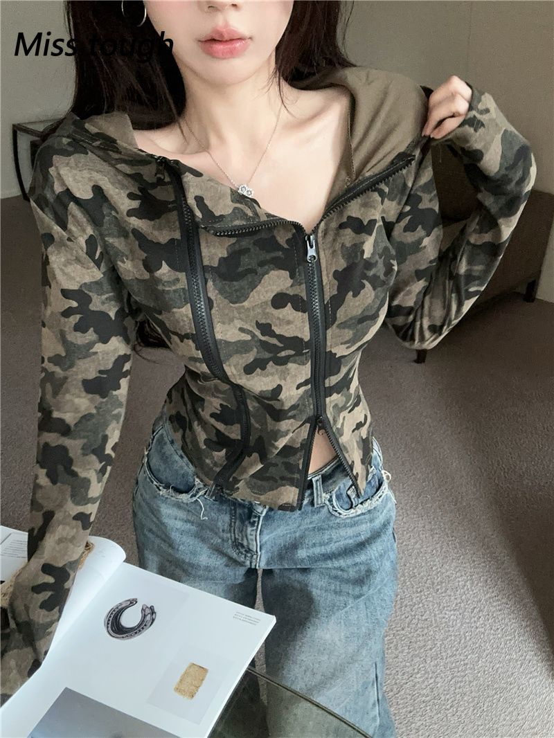 Women Camo Zip-up Hoodie Cropp - đánh giá và giá Women'S Fashion Zip Hoodie