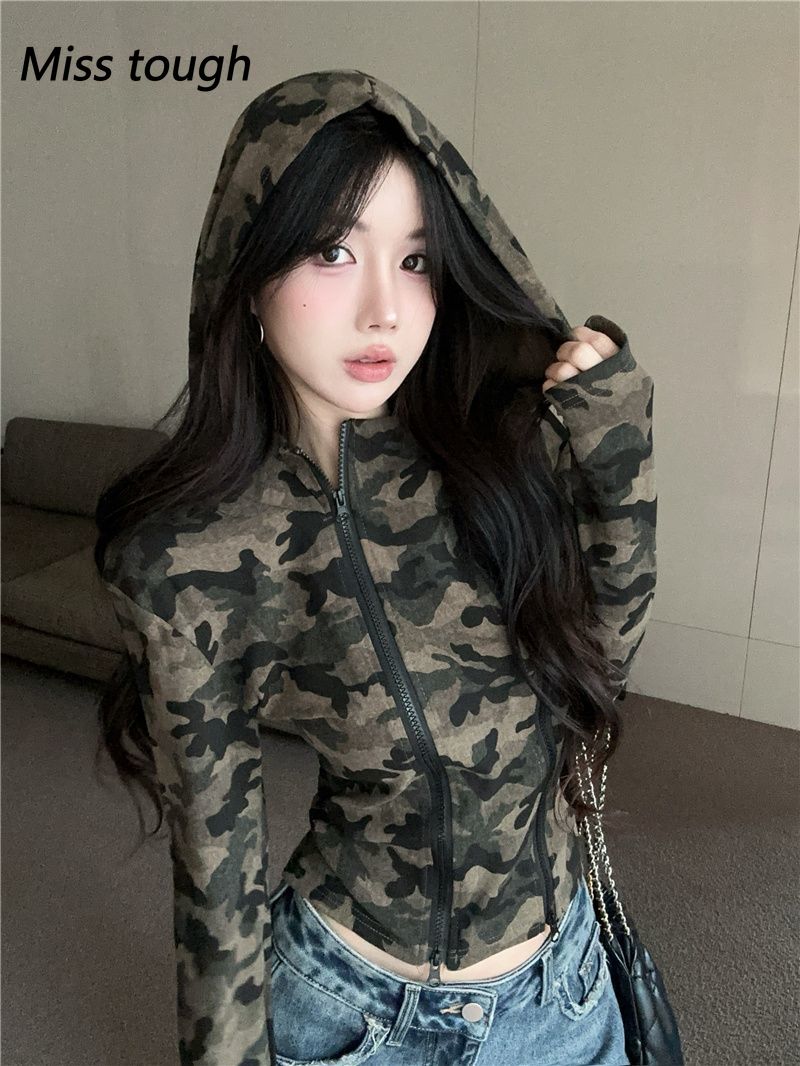 Women Camo Zip-up Hoodie Cropp - đánh giá và giá Women'S Fashion Zip Hoodie