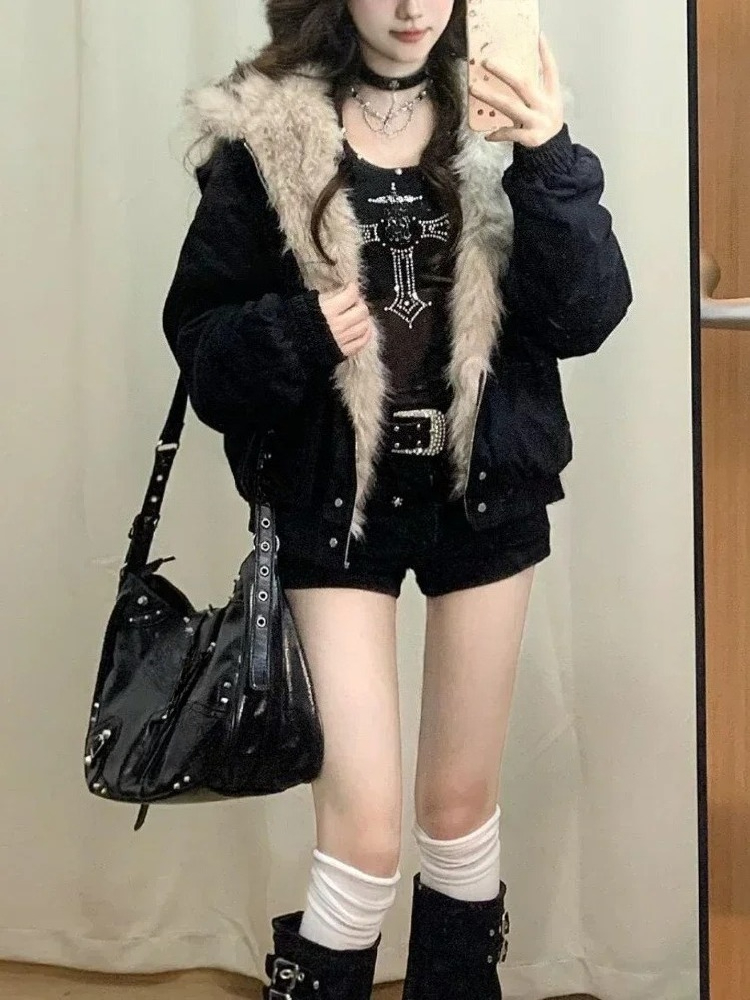 Y2k Gothic Vintage Black Zip U - đánh giá và giá Women'S Fashion Zip Hoodie