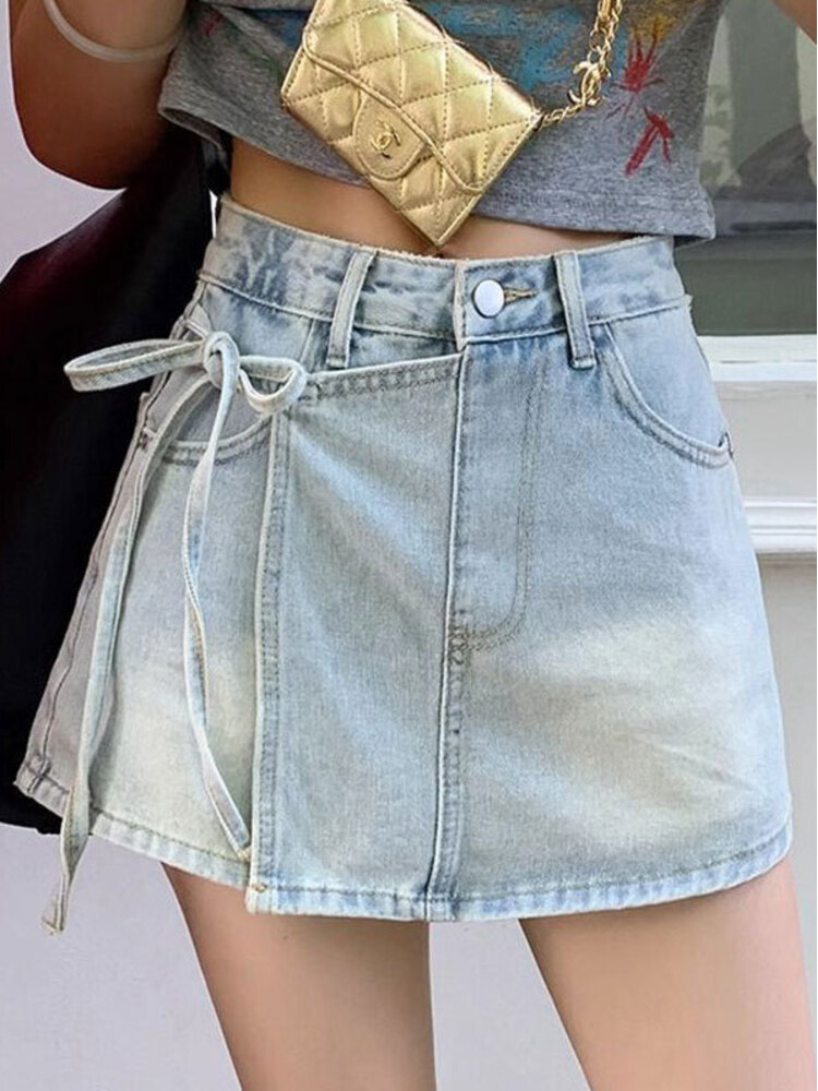 Women High Waist Denim Skort L - đánh giá và giá Denim Shorts Women