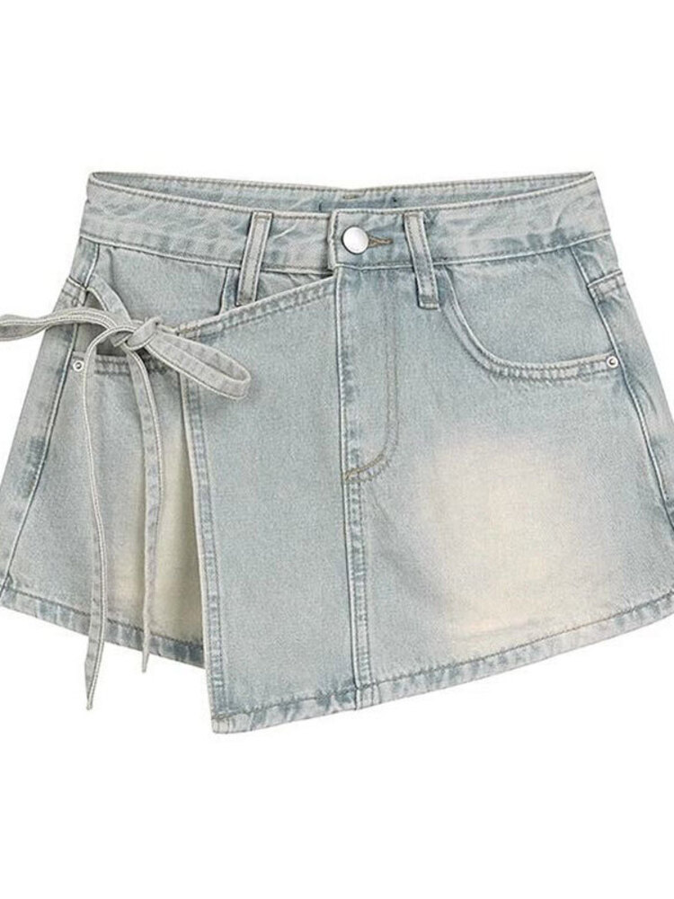 Women High Waist Denim Skort L - đánh giá và giá Denim Shorts Women