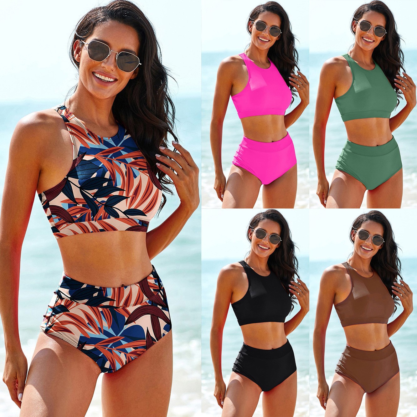 Woman Swimsuits Solid Color Ta - đánh giá và giá Crop Top Women