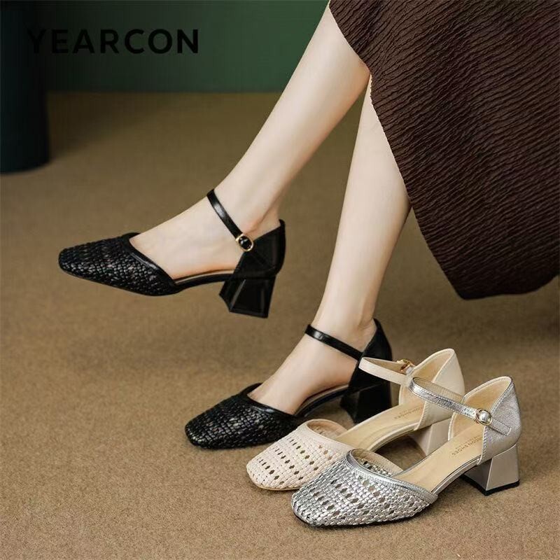 Fashion Woven Hollow Chunky Ro - đánh giá và giá Women'S Fashion Brand Shoes