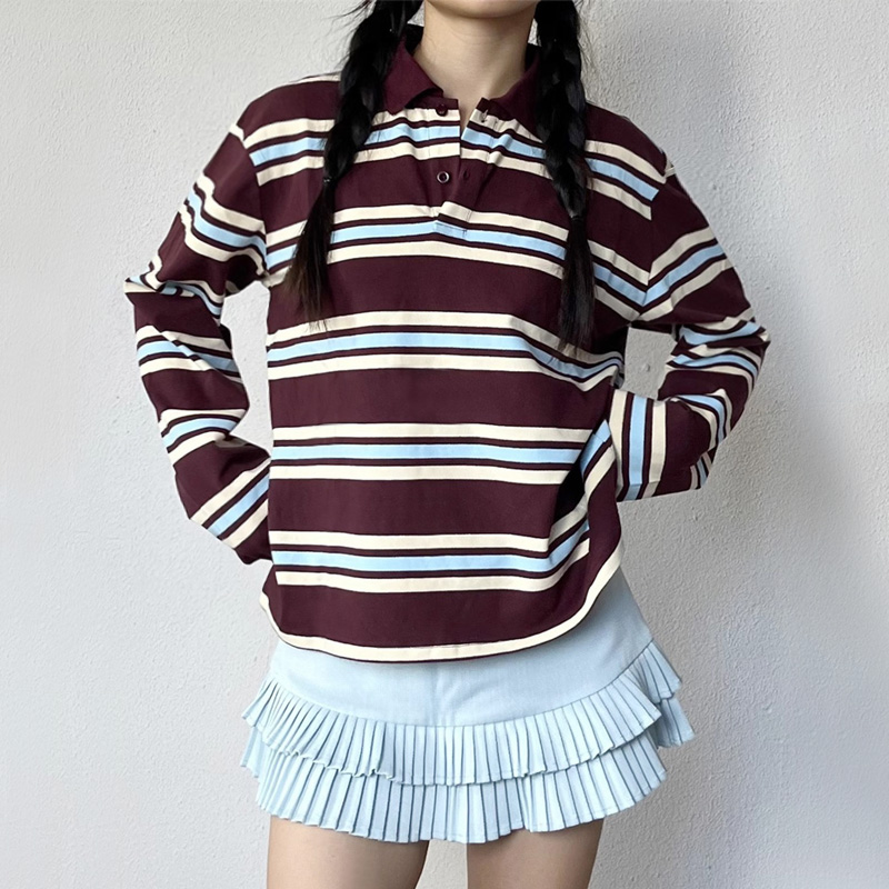 Women's Striped Relaxed Rugby  - đánh giá và giá Women'S Fashion Rugby Shirt