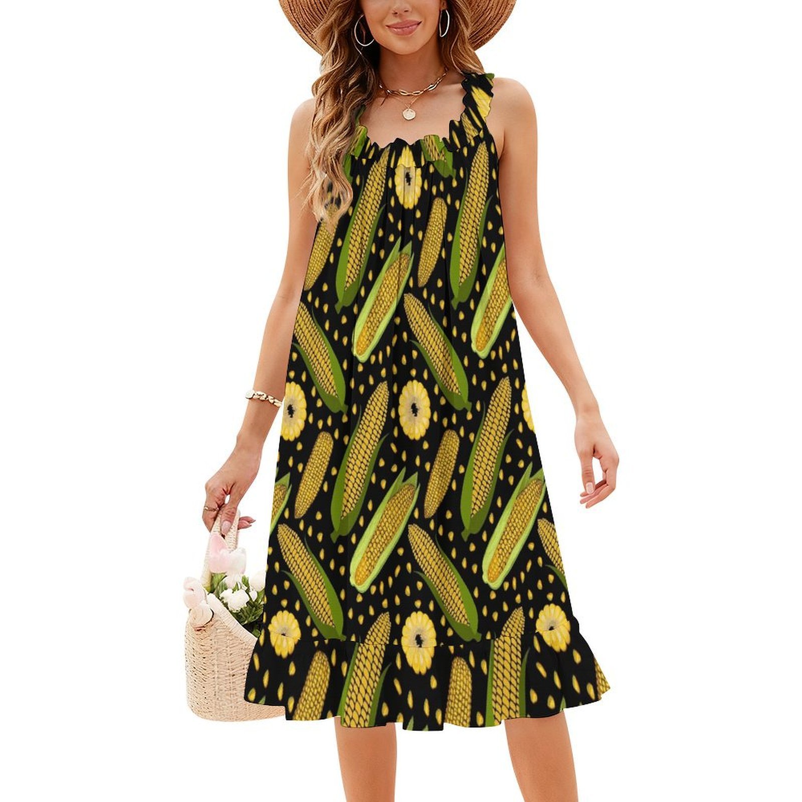 Corn Pattern Floral Smock Dres - đánh giá và giá Smocked Dress Women