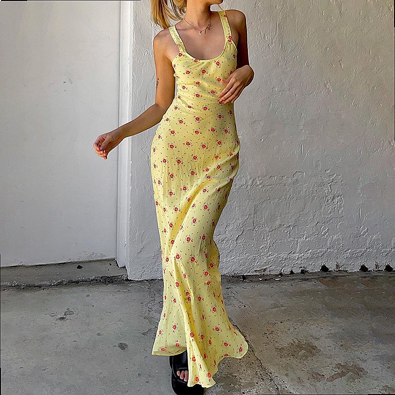 French Floral Print Long Maxi  - đánh giá và giá Maxi Dress Boho