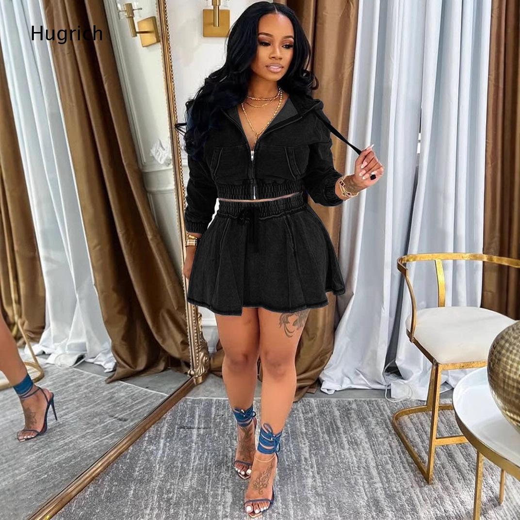 Hooded Long Sleeve Skort Rompe - đánh giá và giá Denim Shorts Women