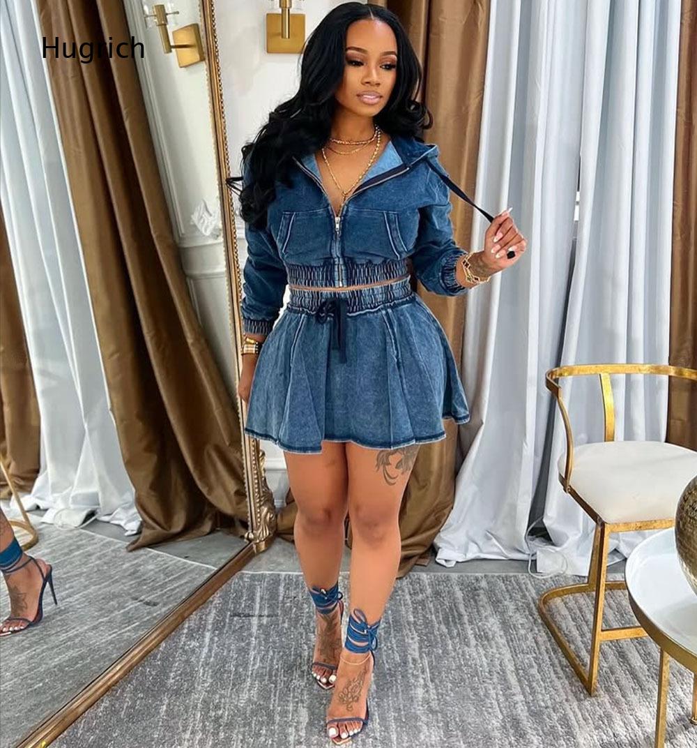 Hooded Long Sleeve Skort Rompe - đánh giá và giá Denim Shorts Women