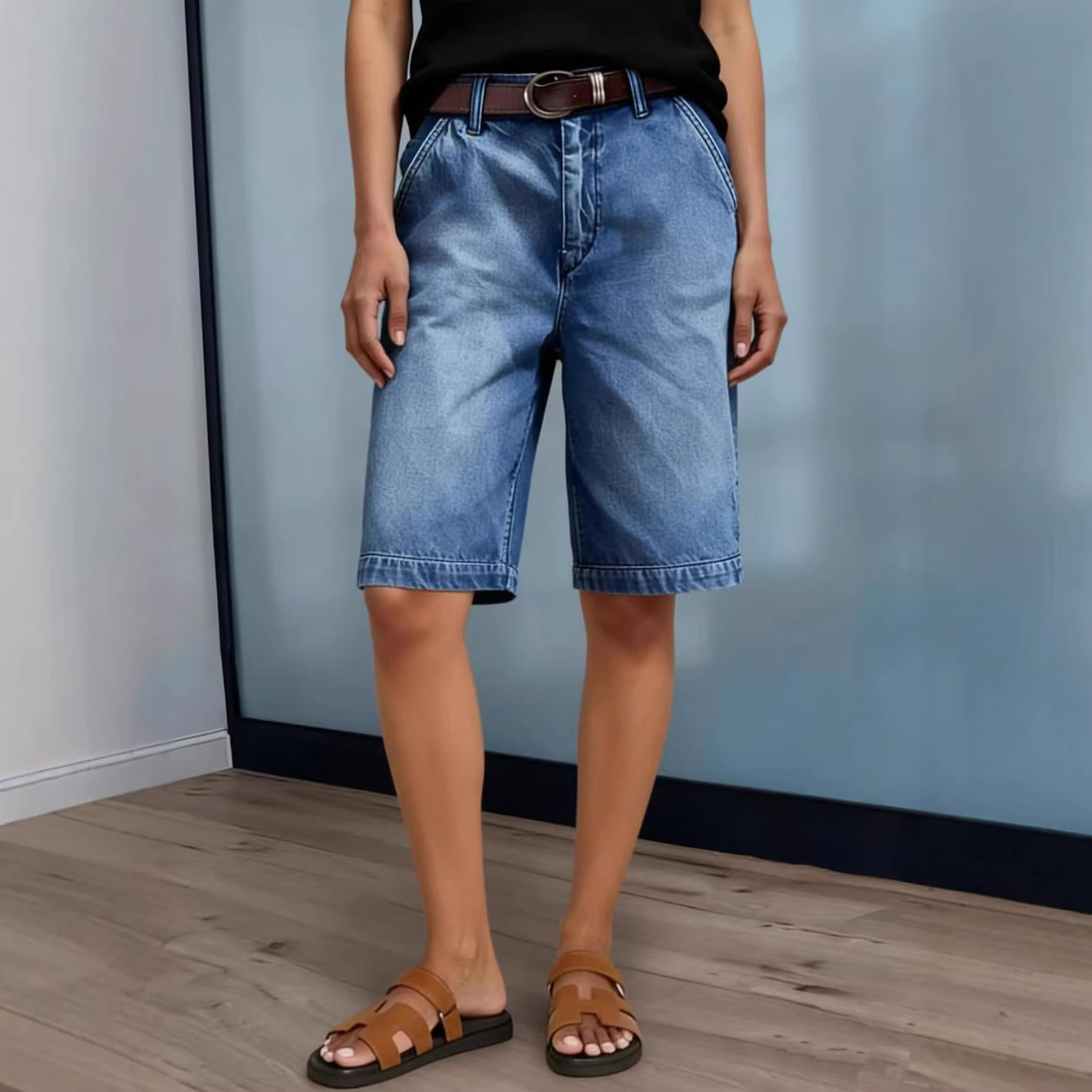 Women Knee Length Denim Shorts - đánh giá và giá Denim Shorts Women