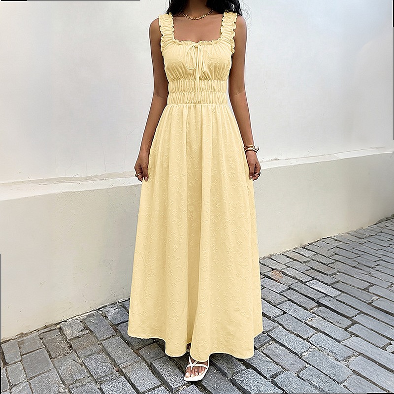 Summer Sleeveless Square Neck  - đánh giá và giá Maxi Dress Boho