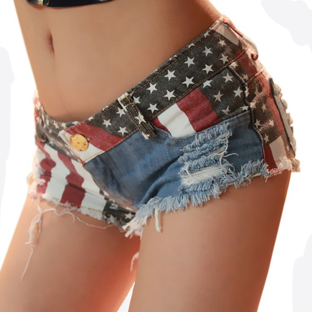 Womens National Flag Denim Jea - đánh giá và giá Denim Shorts Women