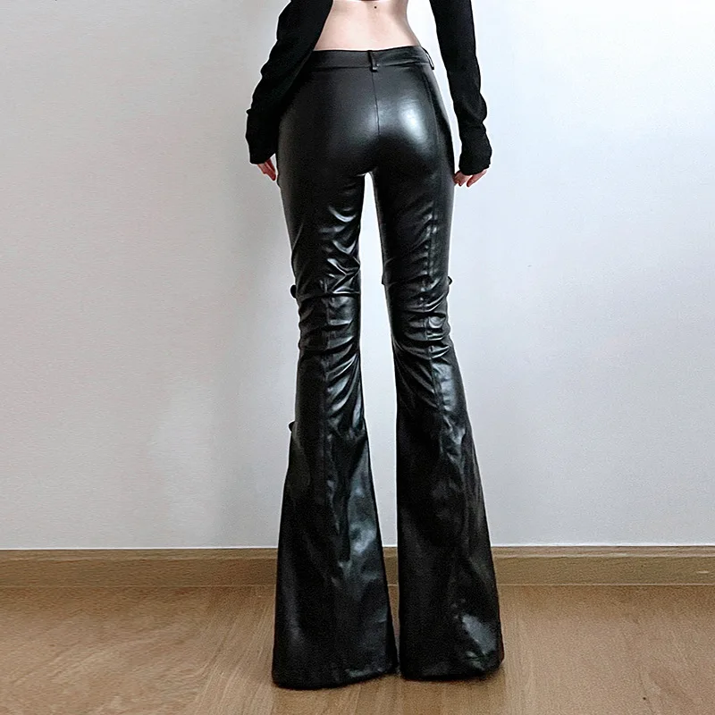 Women's PU Leather Flare Pants - đánh giá và giá Women'S Y2K Fashion Aesthetic
