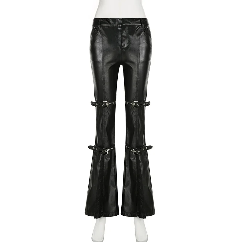 Women's PU Leather Flare Pants - đánh giá và giá Women'S Y2K Fashion Aesthetic